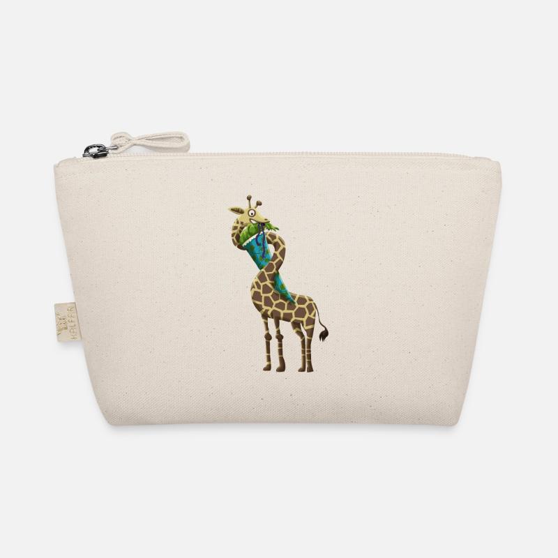 Giraffe school cone - Organic Pouch - nature