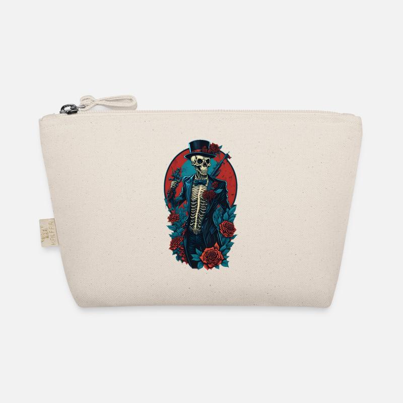 Skeleton with suit and hat and roses Cool Comic Organic Pouch
