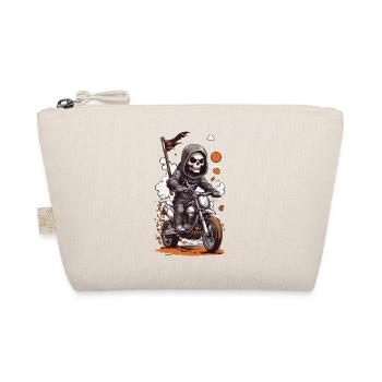 Motocross Skelet Biker Halloween Cartoon Design - Organic Pouch - nature - Front