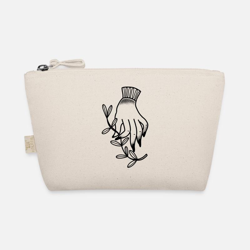 Boho Witchy Hand And Olive Leaf Down Organic Pouch