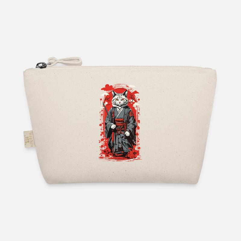 Chat samouraï kawaii rétro style ukiyo-e japon Trousse biologique