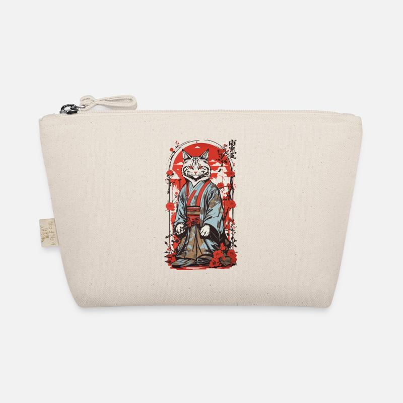 Samurai Cat Japanese Ukiyo-e Cat Art Organic Pouch