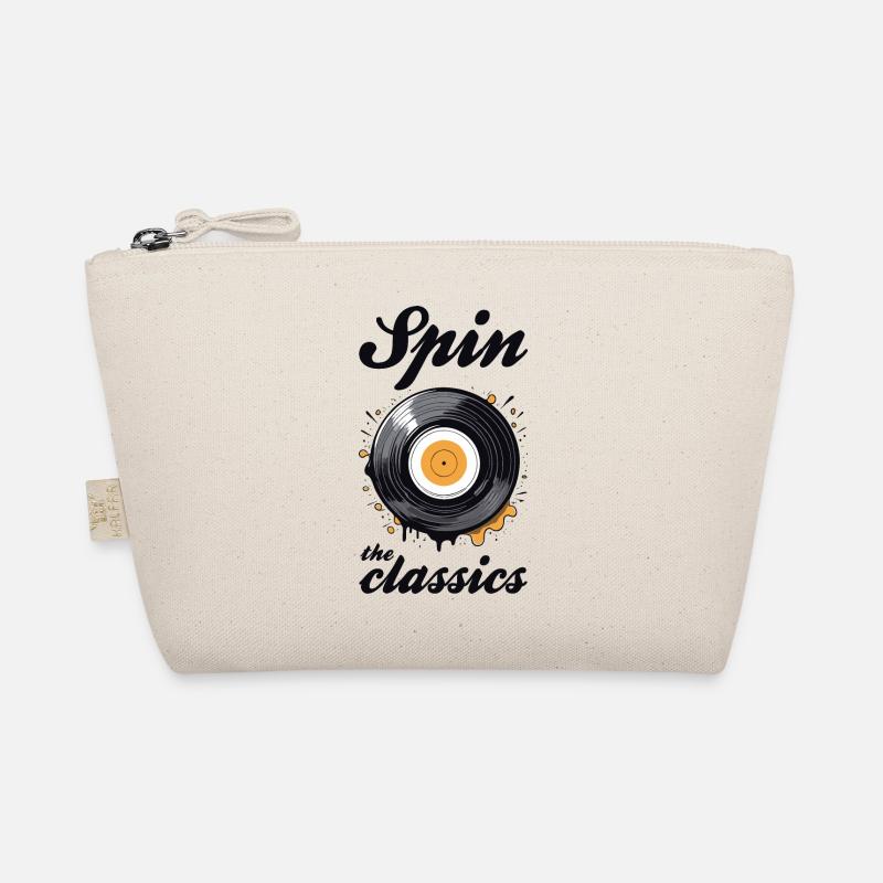 Spin the classics. Vinyl disk graphic. Organic Pouch