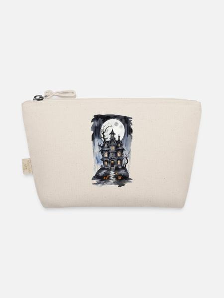 Halloween Full Moon Witch House Horror Design - Organic Pouch - nature - Front