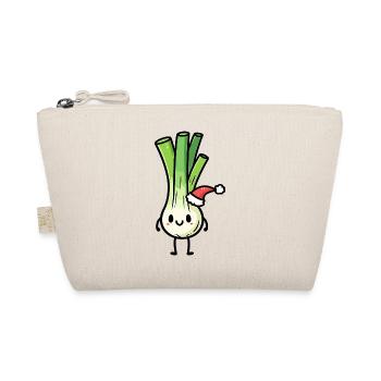 Kawaii leek with santa hat - Organic Pouch - nature - Front
