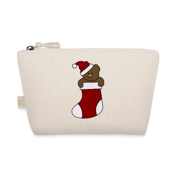 Teddy chaussette père Noël chapeau ours de Noël - Trousse biologique - nature - Devant
