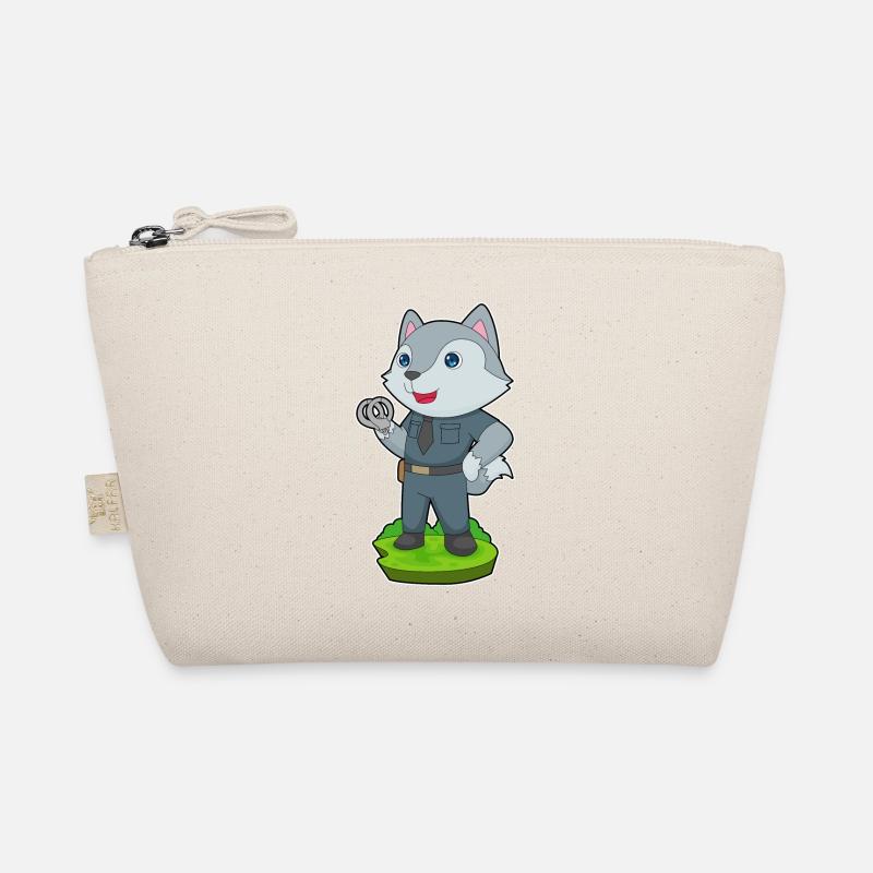 Wolf Polizist Handschellen Polizei Bio-Täschchen