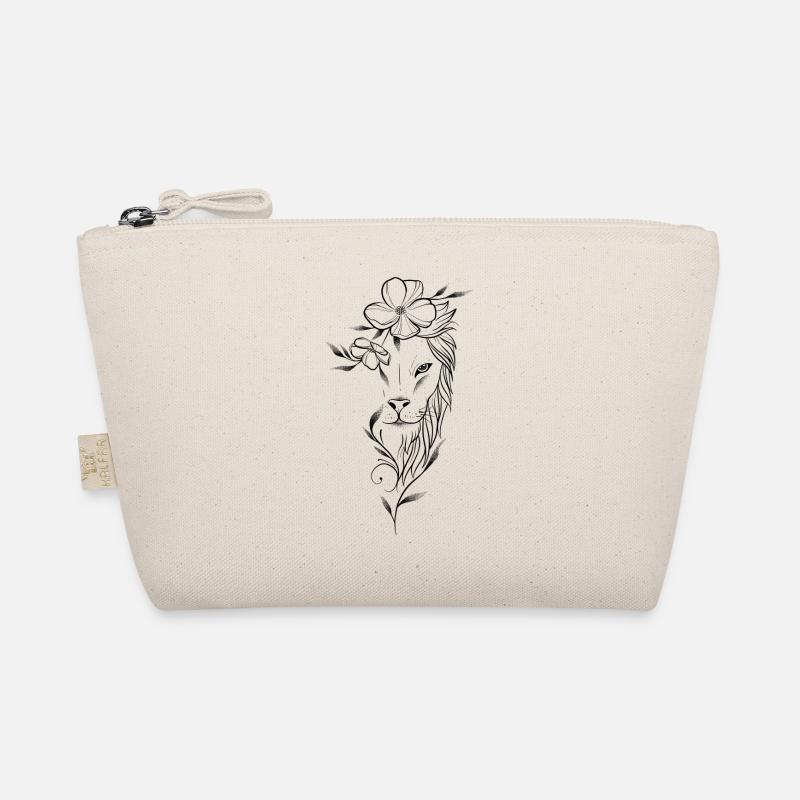 Floral Lion dotwork art Organic Pouch