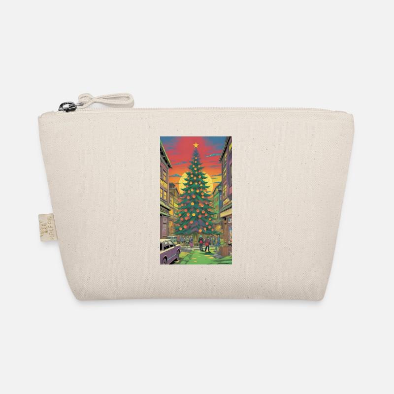 Festive Christmas tree in the town square Organic Pouch