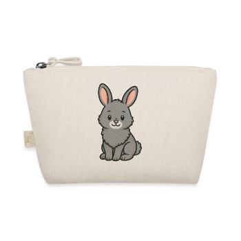 Süßer grauer Hase – Flauschiges Cartoon-Tiermotiv - Bio-Täschchen - Natur - Vorne