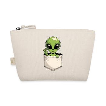 Niedliche Tasche Alien Friedenszeichen Karikatur - Bio-Täschchen - Natur - Vorne
