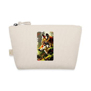 Wolf in the forest in autumn leaves (view to the left) - Organic Pouch - nature - Front