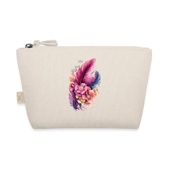 Boho Feathers and Flowers Watercolor Floral - Organic Pouch - nature - Front