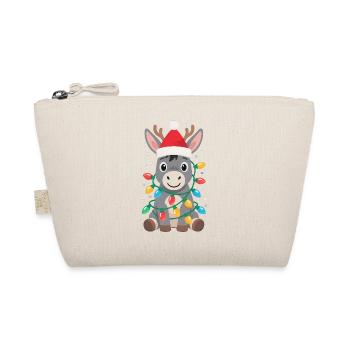Donkey Elf Christmas Hat Santa Funny - Organic Pouch - nature - Front