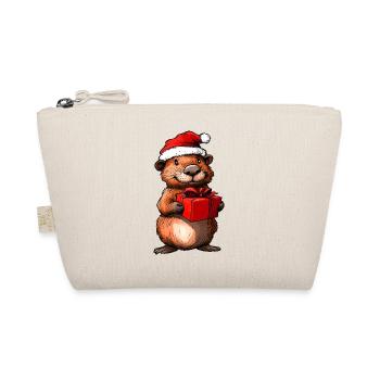 Beaver Christmas / Santa Claus Beaver - Organic Pouch - nature - Front