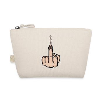 Mittelfinger Stinkefinger Bohrmaschine Design - Bio-Täschchen - Natur - Vorne