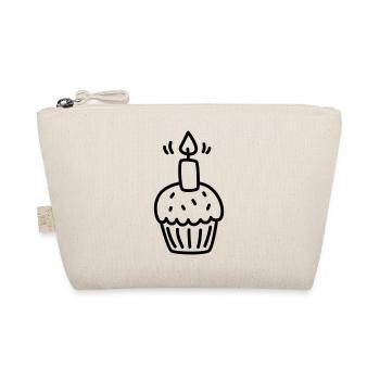 Muffin avec une bougie pour un anniversaire - Trousse biologique - nature - Devant