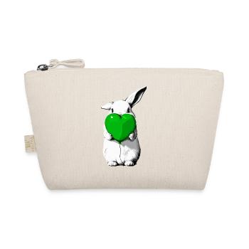 Hase mit grünem Herzballon - Bio-Täschchen - Natur - Vorne