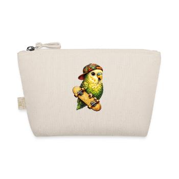 Cool Skatebird – Parrot with Cap & Skateboard - Organic Pouch - nature - Front