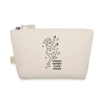 Strong Women Climb Higher – Female Climber Line Art - Organic Pouch - nature - Front