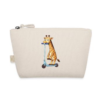 Süße Giraffe Roller Scooter Freundschaft Cartoon - Bio-Täschchen - Natur - Vorne