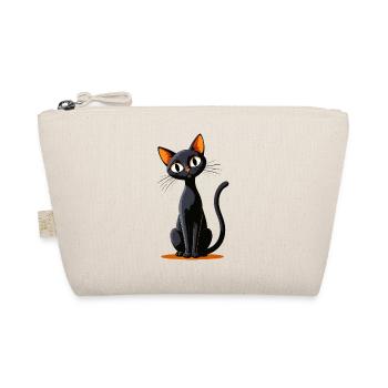 Black cat cartoon orange eyes - Organic Pouch - nature - Front