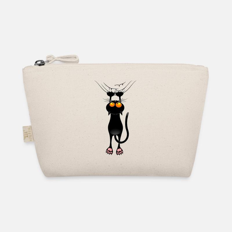 Funny Cat Meme Hanging on Fabric Curtain Organic Pouch