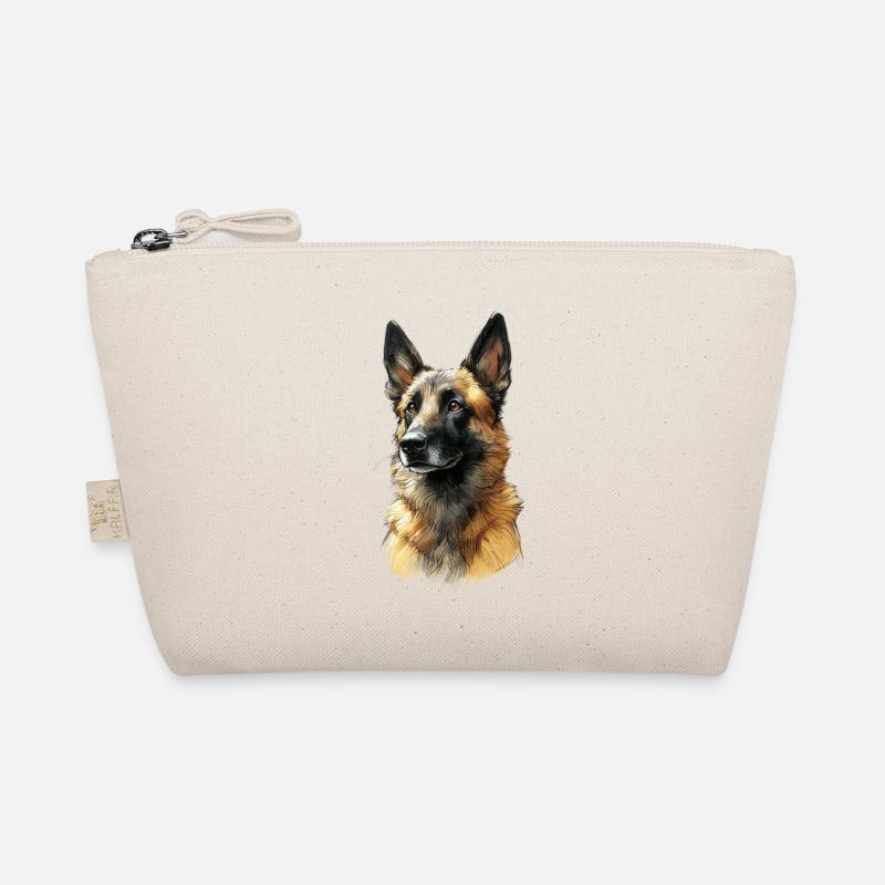 German Shepherd Portrait Illustration Organic Pouch