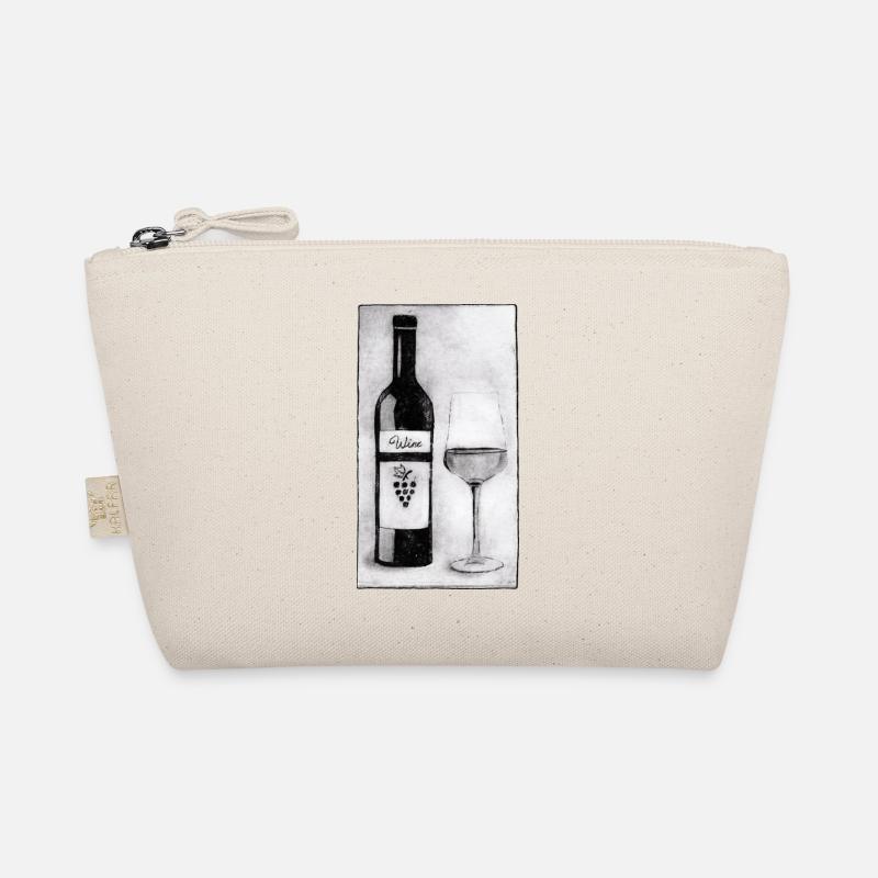 Wine Bottle with Glass - Hand Carved Printable Organic Pouch