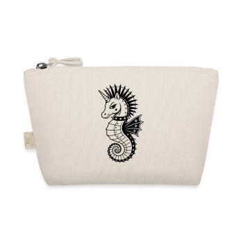 Punk Einhorn Seepferdchen Motiv - Bio-Täschchen - Natur - Vorne
