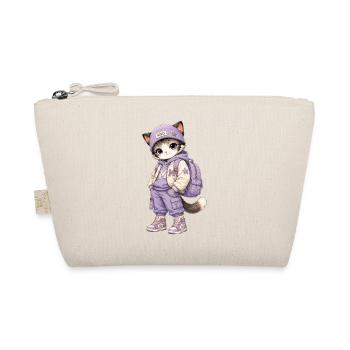 Kawaii-Katze im lila Hoodie - Bio-Täschchen - Natur - Vorne
