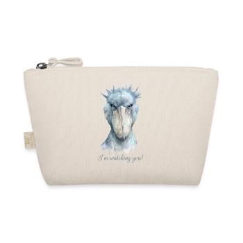 Vogel Schuhschnabel mit Spruch "I'm watching you"  - Bio-Täschchen - Natur - Vorne
