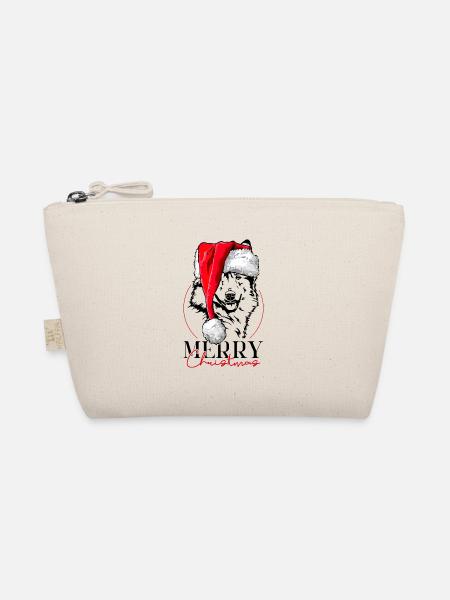 Santa Islandhund Merry Christmas Hunde Wilsigns - Bio-Täschchen - Natur - Vorne