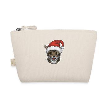Katze Weihnachten Weihnachtsmütze Comic - Bio-Täschchen - Natur - Vorne