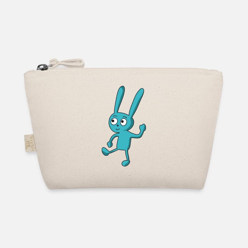 dancing, funny, blue cartoon bunny Organic Pouch