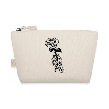 Rose in one hand, illustration, skeleton hand - Organic Pouch - nature - Front