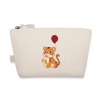 Cute Baby Tiger with Balloon - Organic Pouch - nature - Front