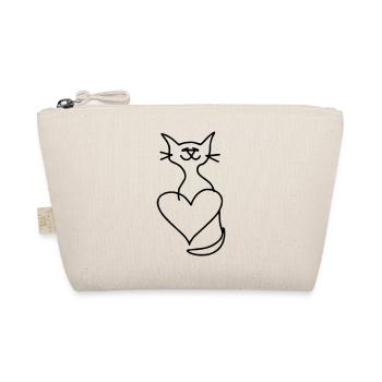 Katzen Liebe Herz Line Art Geschenkidee - Bio-Täschchen - Natur - Vorne