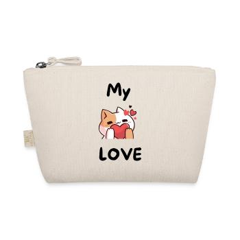 MY LOVE -show him your love - cat in love - Organic Pouch - nature - Front