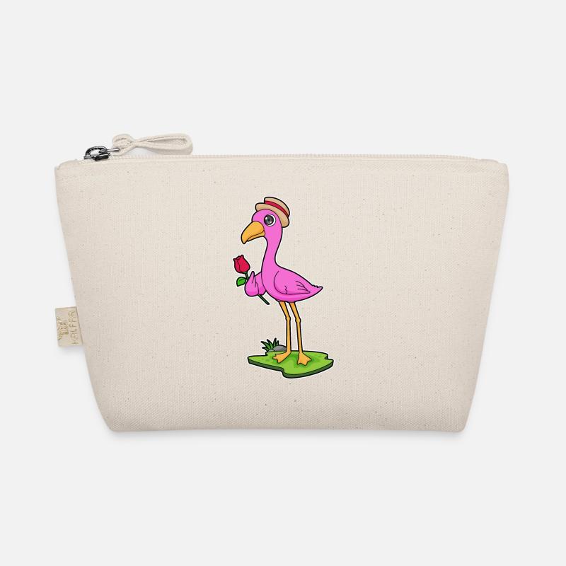 Flamingo Rose Blumen - Bio-Täschchen - Natur