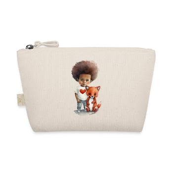 Children with wolf and heart motif - Organic Pouch - nature - Front