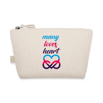 MANY LOVES HEART Polyamorie Liebe Herz - Bio-Täschchen - Natur - Vorne