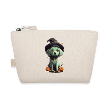 Cute Halloween Witch Dog Puppy Dogs Design - Organic Pouch - nature - Front