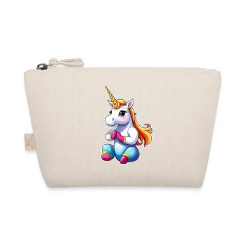 Cute unicorn makes yoga - Organic Pouch - nature - Front