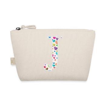 Customizable Monogram J Heart Pattern - Organic Pouch - nature - Front