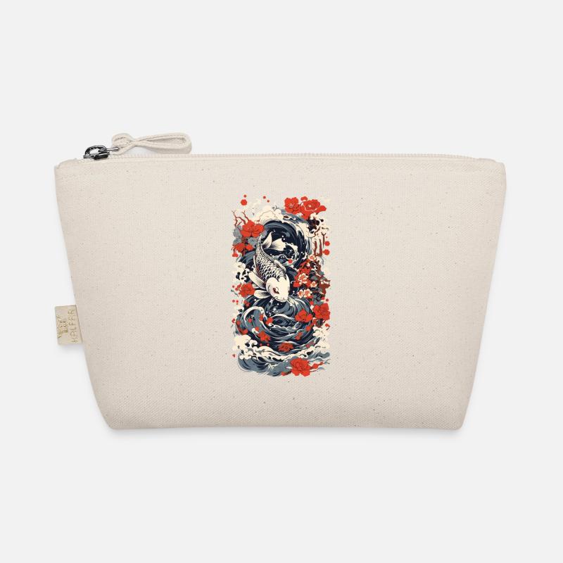 Japanese Koi Art Style Japan Wave Retro Style Organic Pouch