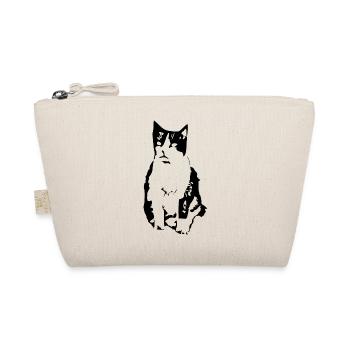 Katze schwarz Katzenshirt Geschenk - Bio-Täschchen - Natur - Vorne
