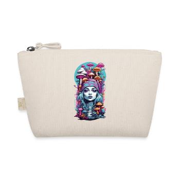 Psychedelic Goa Mushroom Girl Trance Festival Design - Organic Pouch - nature - Front