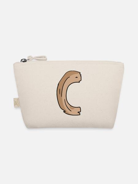 Letter C Wood Wooden Letter Name - Organic Pouch - nature - Front