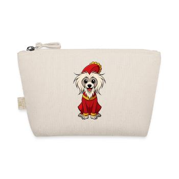 Quirky Chinese Crested in Playful Attire - Organic Pouch - nature - Front